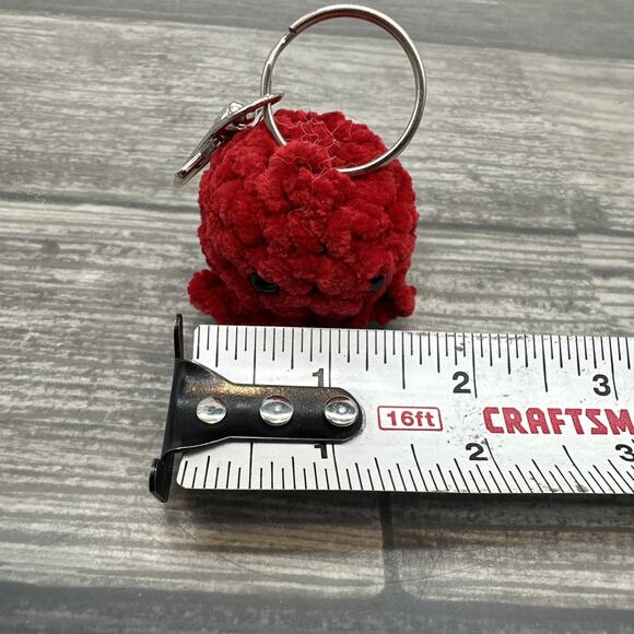 Handmade Crocheted Amigurumi Red Octopus Keychain {RR} - Picture 6 of 8